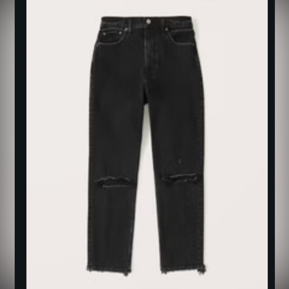 Abercrombie & Fitch The Mom High Rise. Distressed black wash. Size 4/27
